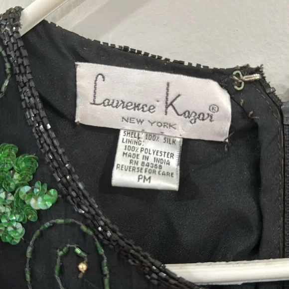 Vintage floral beaded Laurence Kazar silk blouse - Picture 7 of 7